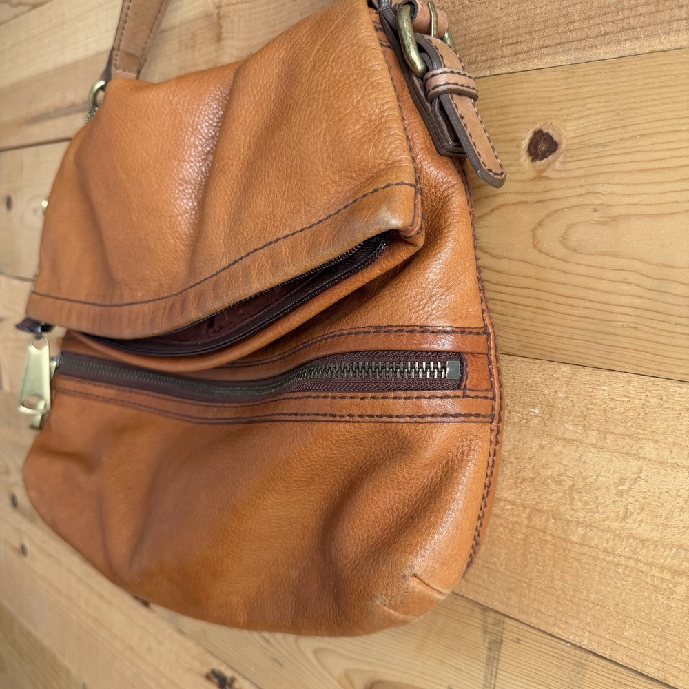 Fossil Explorer Large Brown Leather Fold Over Messenger Satchel Bag Vintage - Picture 4 of 11